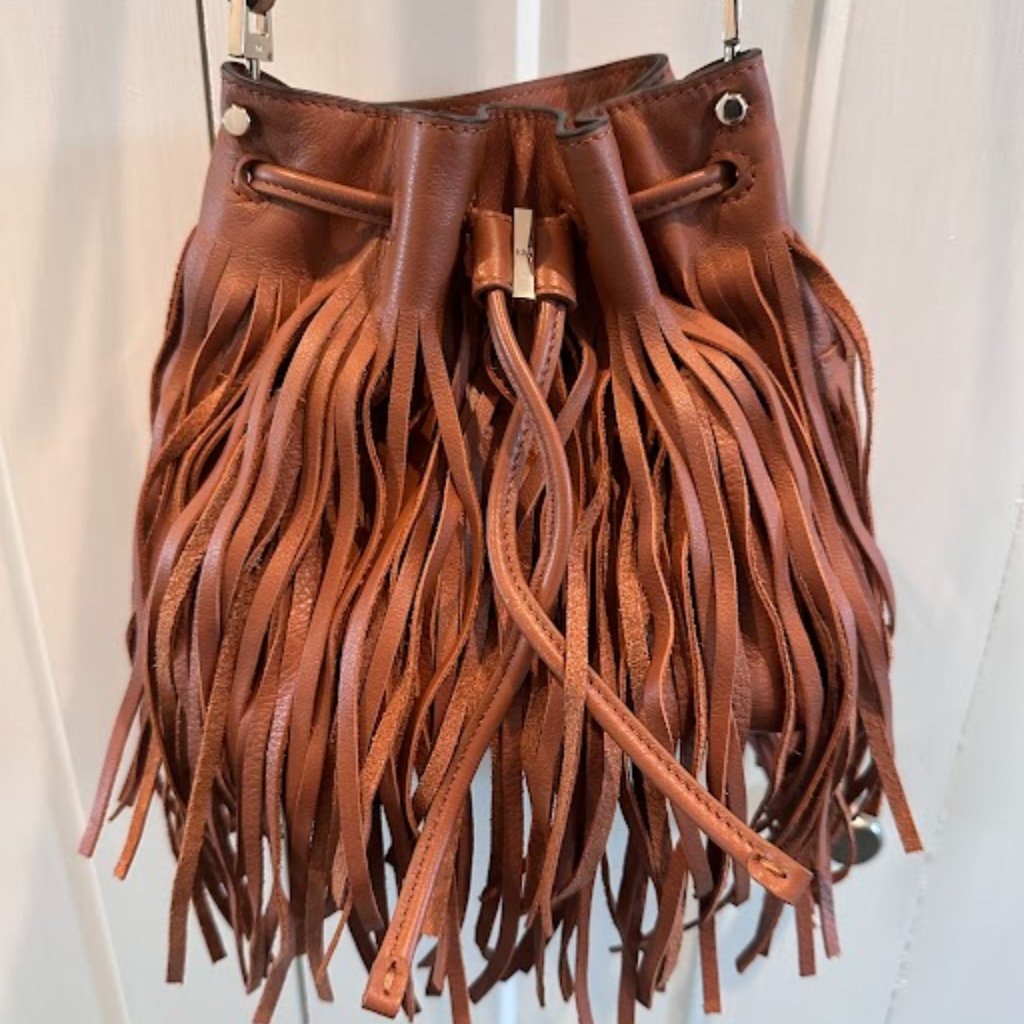 Karen Millen Light Brown Fringe Bucket Bag